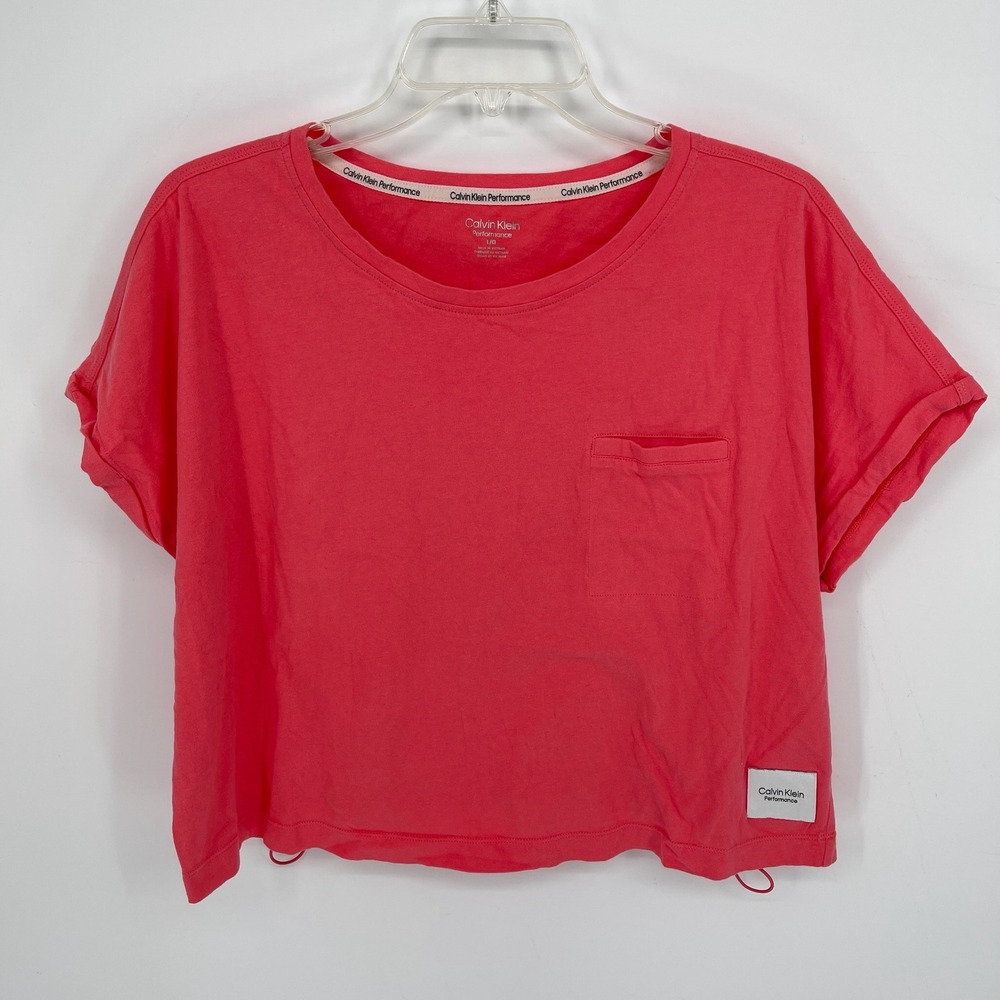 Calvin Klein Women's Pink Performance‎ Drawstring Hem Pocket T-Shirt Size L